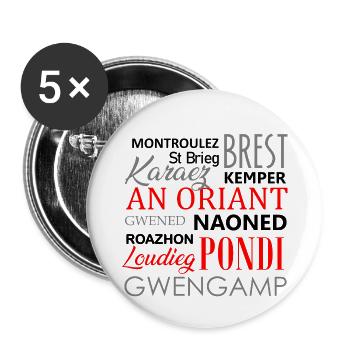 Brittany - Kerioù Breizh - Buttons small 1''/25 mm (5-pack) - white - Front
