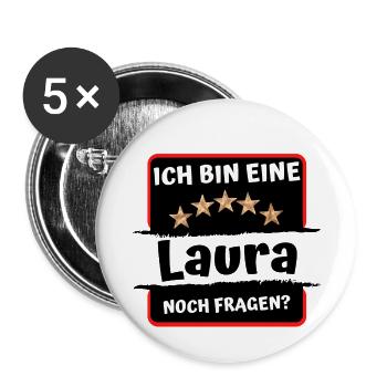 Ich bin eine Laura | Vornamen 5 Sterne | Spruch - Buttons klein 25 mm (5er Pack) - Weiß - Vorne