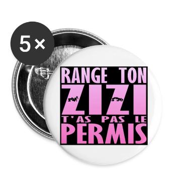 range zizi pas permis position sexe humour kamasut - Lot de 5 petits badges (25 mm) - blanc - Devant