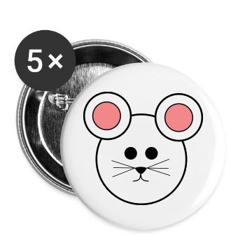 Cartoon mouse white pink pink - Buttons small 1''/25 mm (5-pack) - white - Front