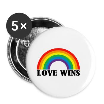 Love Wins Rainbow LGBTQ Pride Month - Lot de 5 petits badges (25 mm) - blanc - Devant