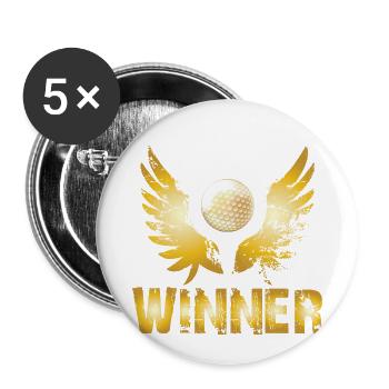 Golf Sieger Golfball Platz Geschenk Trophäe Sport - Buttons klein 25 mm (5er Pack) - Weiß - Vorne
