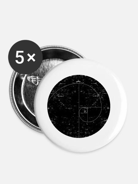 fibonacci Spirale - Buttons klein 25 mm (5er Pack) - Weiß