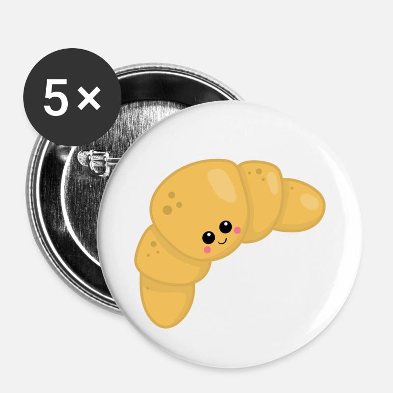 Croissant - Buttons klein 25 mm (5er Pack) - Weiß