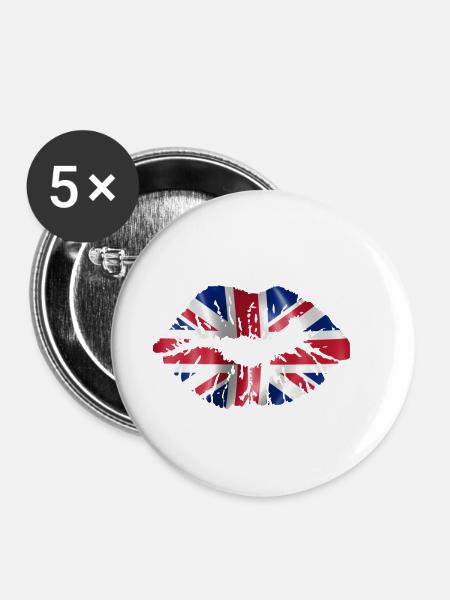 UK Lippen - Buttons klein 25 mm (5er Pack) - Weiß