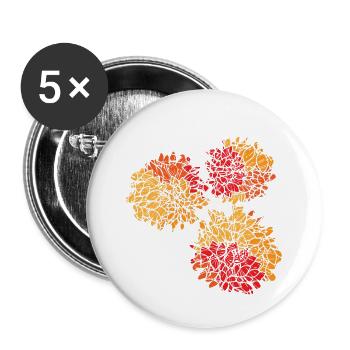 Blumen mit Blumen Muster - Buttons klein 25 mm (5er Pack) - Weiß - Vorne