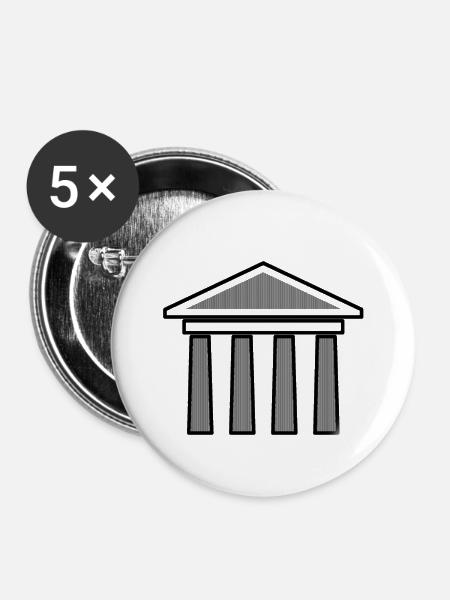 Griechischer Tempel - Buttons klein 25 mm (5er Pack) - Weiß