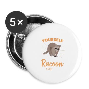Funny Racoon Lover Gift | Cute Raccoon - Buttons small 1''/25 mm (5-pack) - white - Front