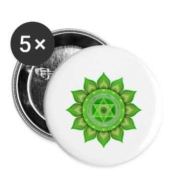 Heart Chakra, Anahata - Buttons small 1''/25 mm (5-pack) - white - Front