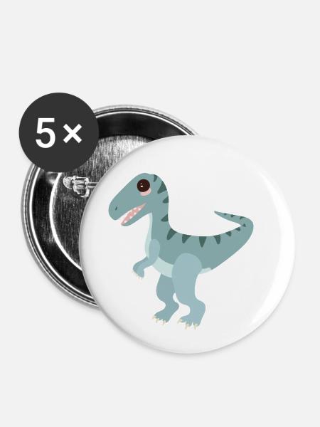 Velociraptor - Buttons klein 25 mm (5er Pack) - Weiß