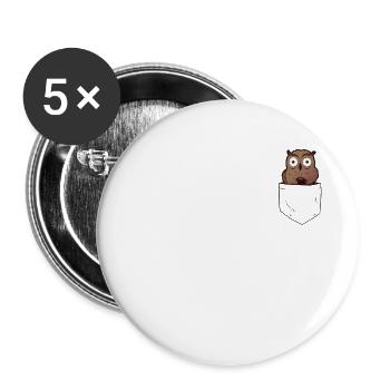 Eule in Tasche mit Kaffee Lustige Tiere - Buttons klein 25 mm (5er Pack) - Weiß - Vorne