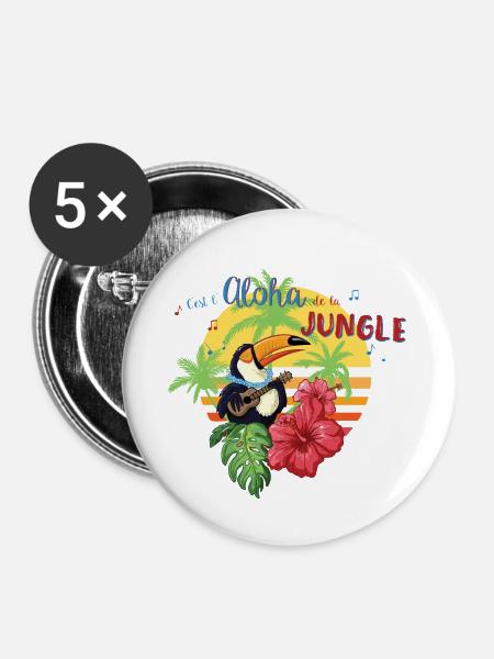 Aloha des Dschungels - Buttons klein 25 mm (5er Pack) - Weiß
