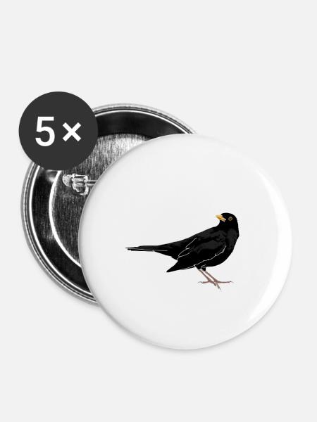 Amsel auf Dach - Buttons klein 25 mm (5er Pack) - Weiß