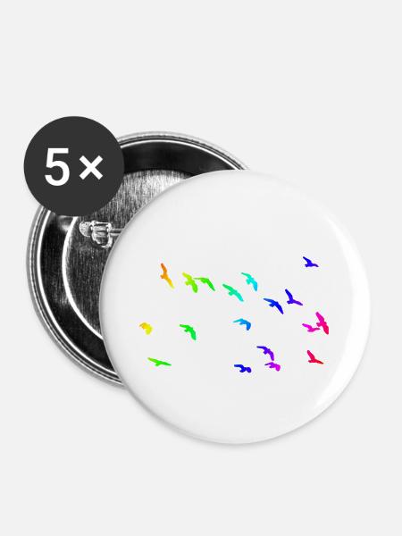 Vogelschwarm - Buttons klein 25 mm (5er Pack) - Weiß