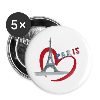 Paris Ville de l’amour, Tour Eiffel - Lot de 5 petits badges (25 mm) - blanc - Devant
