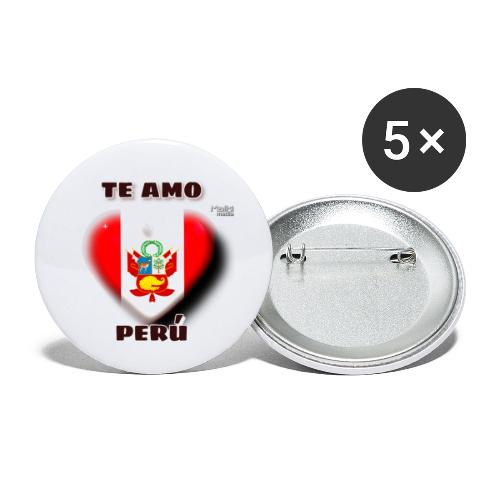 Te Amo Perú Corazón - Paquete de 5 chapas pequeñas (25 mm)