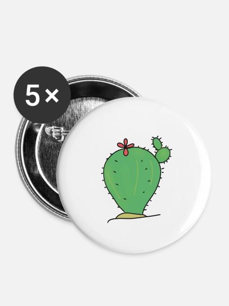 KAKTUS CACTUS - Buttons klein 25 mm (5er Pack) - Weiß