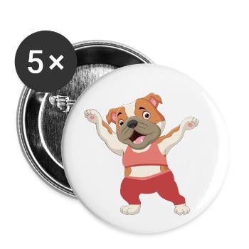 Chien fitness gym chien de sport - Lot de 5 petits badges (25 mm) - blanc - Devant