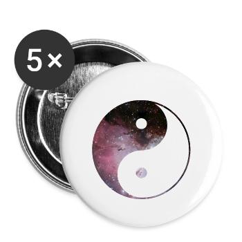 galaxie yin et yang - Lot de 5 petits badges (25 mm) - blanc - Devant