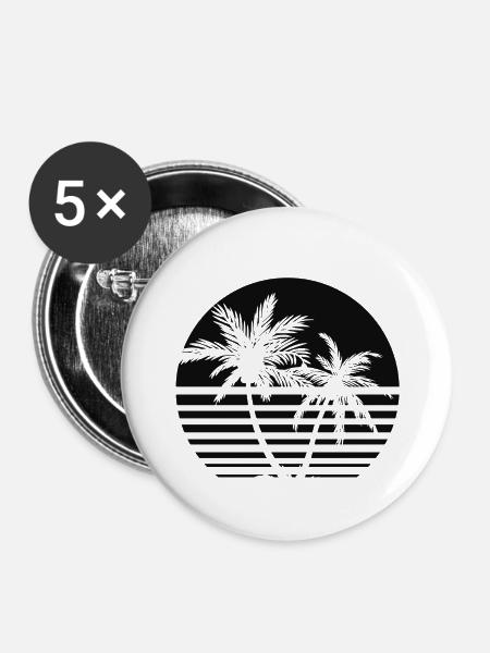 Palm Sunset - Buttons klein 25 mm (5er Pack) - Weiß