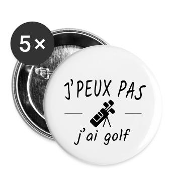 je peux pas j'ai golf - Lot de 5 petits badges (25 mm) - blanc - Devant