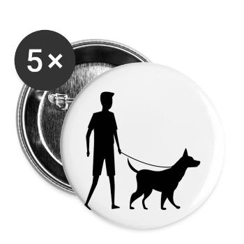 Gehen Sie mit meinem Hund spazieren - Buttons klein 25 mm (5er Pack) - Weiß - Vorne