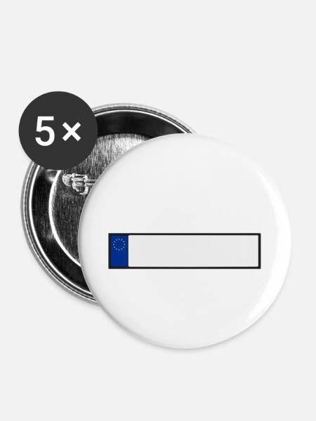 EU - Kennzeichen - Buttons klein 25 mm (5er Pack) - Weiß