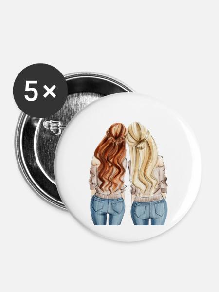 Freunde - Buttons klein 25 mm (5er Pack) - Weiß