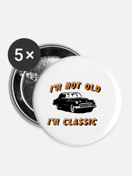 Oldtimer - Buttons klein 25 mm (5er Pack) - Weiß