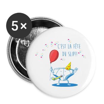 Fête du slip - Lot de 5 petits badges (25 mm) - blanc - Devant