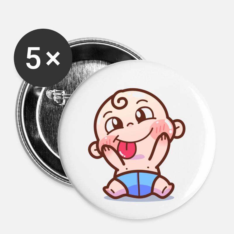 Bébé - Lot de 5 petits badges (25 mm) - blanc