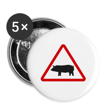 Traffic signs pig attention sow sign funny - Buttons small 1''/25 mm (5-pack) - white - Front