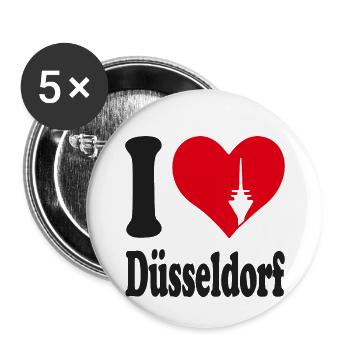 I love Düsseldorf - Buttons klein 25 mm (5er Pack) - Weiß - Vorne