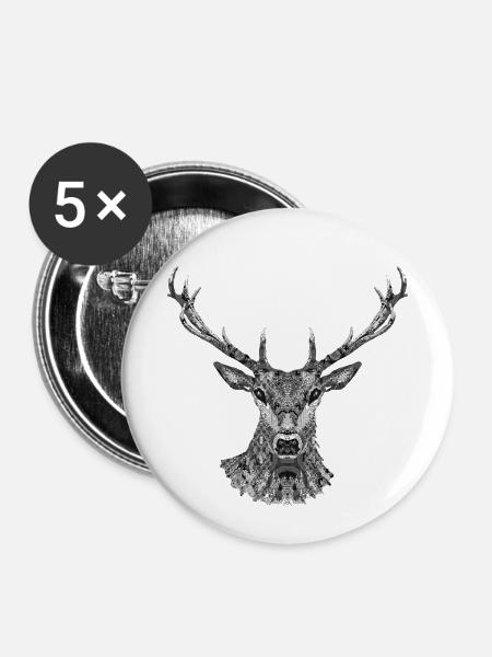 Hirsch - Buttons klein 25 mm (5er Pack) - Weiß