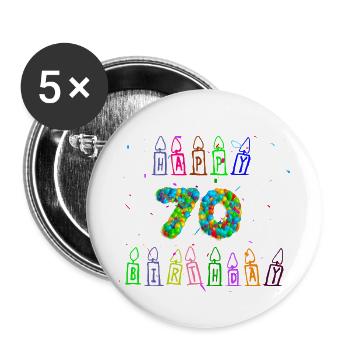 Geschenkidee 70. Geburtstag, Geburtstagsgeschenk - Buttons klein 25 mm (5er Pack) - Weiß - Vorne