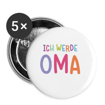 Ich werde Oma - Buttons klein 25 mm (5er Pack) - Weiß - Vorne
