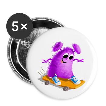 Cooles lustiges Skate Monster Math Batt - Buttons klein 25 mm (5er Pack) - Weiß - Vorne