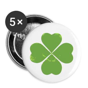 Glücks-Klee - Buttons klein 25 mm (5er Pack) - Weiß - Vorne