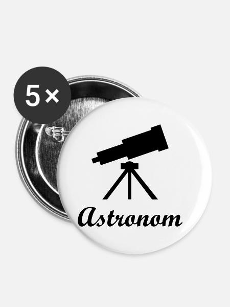 Astronomie - Astronom - Buttons klein 25 mm (5er Pack) - Weiß