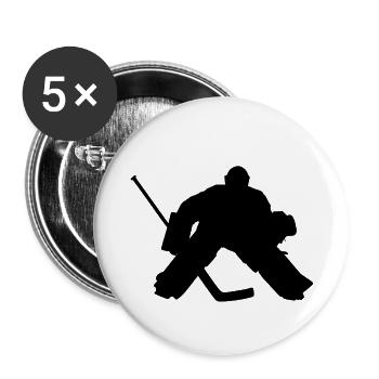 Eishockeyspieler Torhüter, Torwart. Ice hockey - Buttons klein 25 mm (5er Pack) - Weiß - Vorne