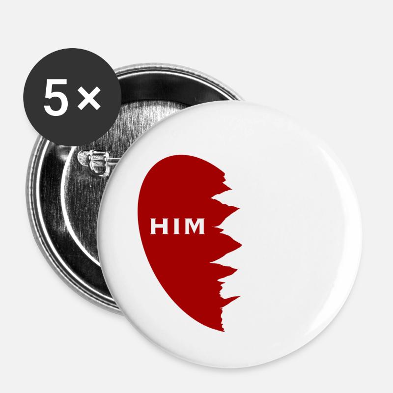 Partnershirt Love Him LGBTQ - Buttons klein 25 mm (5er Pack) - Weiß