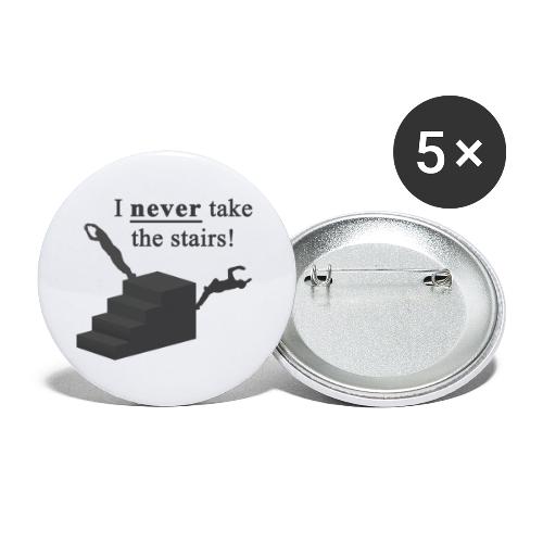 I Never Take The Stairs Grey Parkour - Buttons/Badges lille, 25 mm (5-pack)