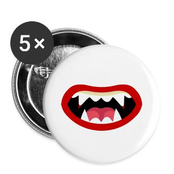 Bouche de vampire - Lot de 5 petits badges (25 mm) - blanc - Devant