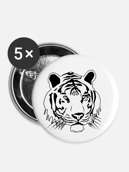 Tiger - Buttons klein 25 mm (5er Pack) - Weiß