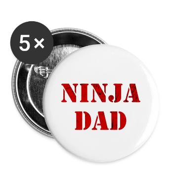 Ninja Dad Warrior Sport Vintage - Buttons small 1''/25 mm (5-pack) - white - Front