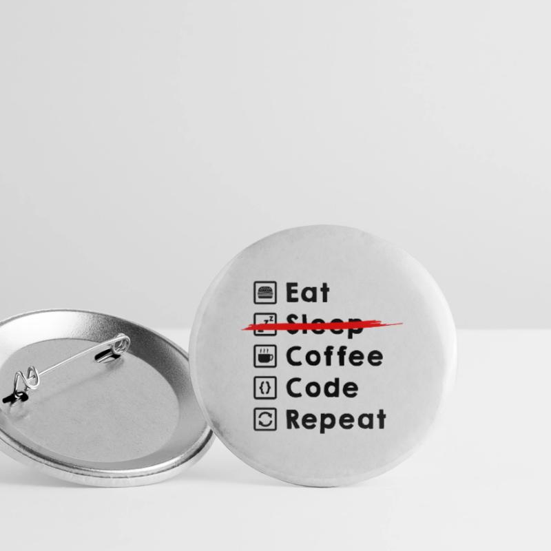 Eat Coffee Code Repeat Buttons small 1''/25 mm (5-pack)