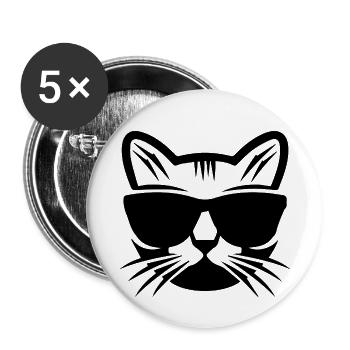 Chat, chat, animal, animal domestique, animal domestique - Lot de 5 petits badges (25 mm) - blanc - Devant