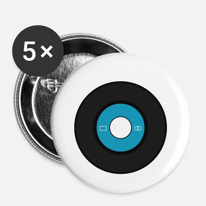 Enregistrer un seul bleu - Lot de 5 petits badges (25 mm) - blanc