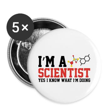 Cadeau de nerd chimiste formule chimiste - Lot de 5 petits badges (25 mm) - blanc - Devant