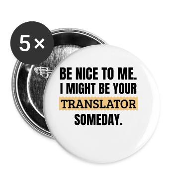 Interprète de cadeaux | Traduction traducteur - Lot de 5 petits badges (25 mm) - blanc - Devant